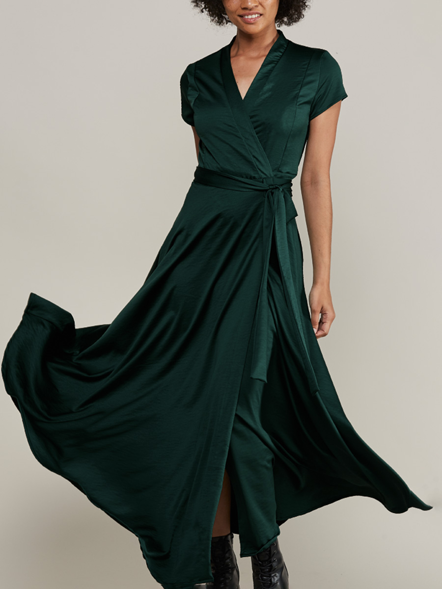 Green Wrap Dress South Africa, Green Maxi Dress | Equilibrio