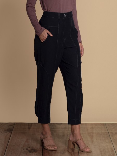 navy panelled pants